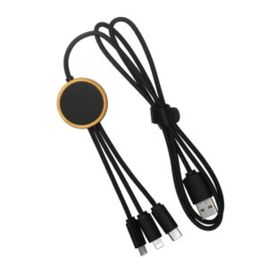 1.2 Meters 3-in-1 Universal Bamboo Charging Cable with Light-Up Logo