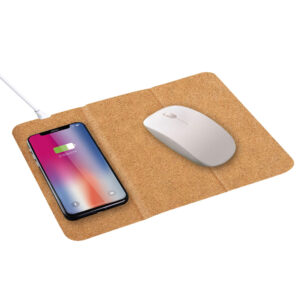 15W Eco-Friendly Cork Foldable Mousepad with Wireless Charging