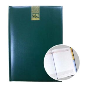 A4 Daily Diary with One side padded PVC – GREEN