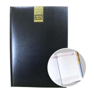 A4 Daily Diary with One side padded PVC – BLACK