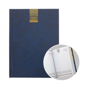 A5 Daily Diary with One side padded soft touch PVC – BLUE