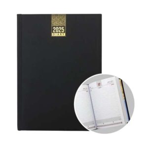 A5 Daily Diary with One side padded soft touch PVC – BLACK