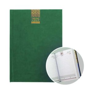 A5 Daily Diary with One side padded soft touch PVC – GREEN