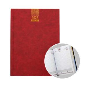 A5 Daily Diary with One side padded soft touch PVC – RED