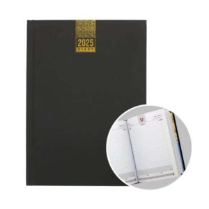 A5 Daily Diary with Hard case soft touch PVC – BLACK