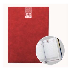 A5 Daily Diary with Hard case soft touch PVC – RED