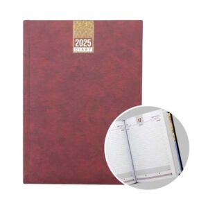 A5 Daily Diary with Hard case soft touch PVC – MAROON