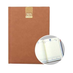 B5 Daily Diary with One side padded soft touch PVC – BROWN