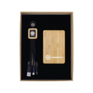 Eco-Friendly Gift Set with Bamboo Charging Cable & Power Bank