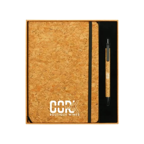 2in1 gifts set GS 21 12 printed Cork Material Notebook and Pen Gift Set - Image 2