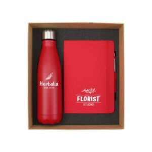 Stainless Steel Travel Bottle & PU Notebook Gift Set