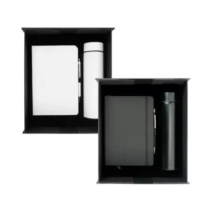 PU Notebook & Metal Pen Gift Set with Temperature Display Bottle