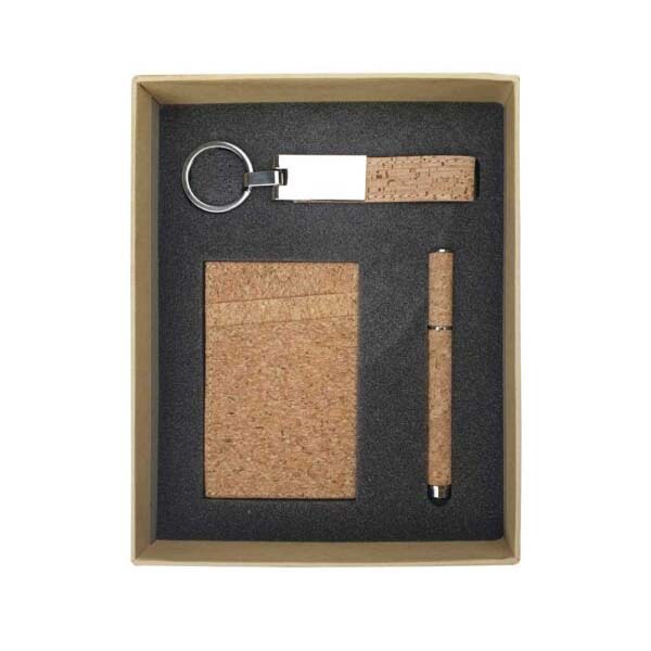 3in1 gifts set GS 31 07 main Cork Gift Set with Pen, Keychain & RFID Card Holder