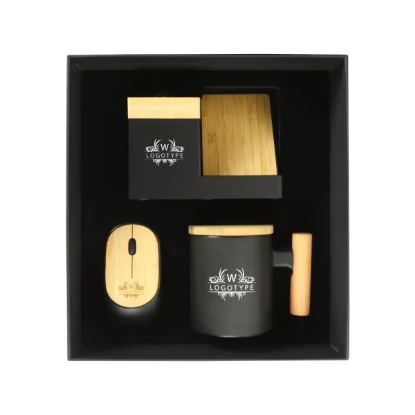3in1 gifts set GS 31 09 printed Bamboo Gift Set with Wireless Charger, Mouse & Mug - Image 2