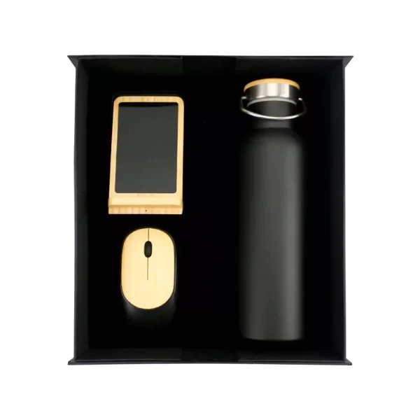 3in1 gifts set GS 31 13 main Bamboo Gift Set with Wireless Charger, Mouse & SS Bottle