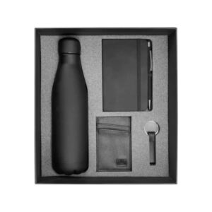 Black Stainless Steel & Leather Promotional Set
