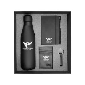Black Stainless Steel & Leather Promotional Set