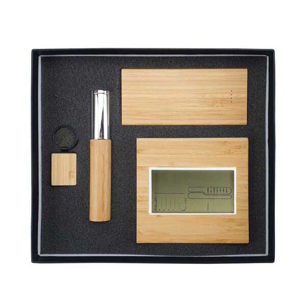 5in1 gifts set GS 51 08 main Bamboo Powerbank & Clock Set