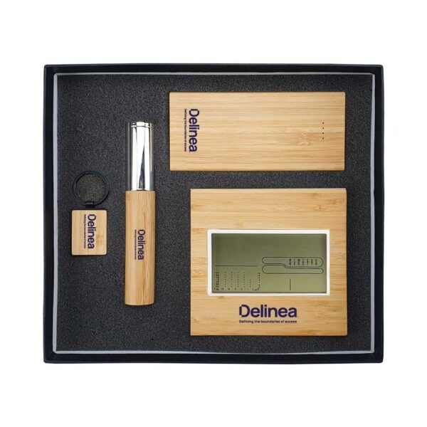 5in1 gifts set GS 51 08 printed Bamboo Powerbank & Clock Set - Image 2