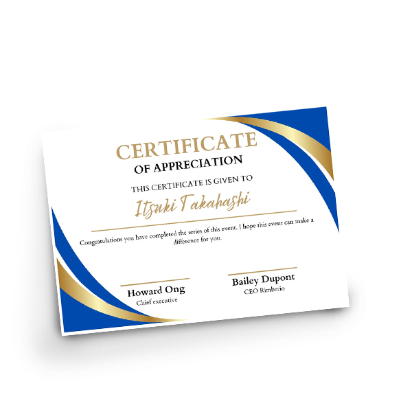 a4 certificates ice gold golden 1 printing dubai hmprint