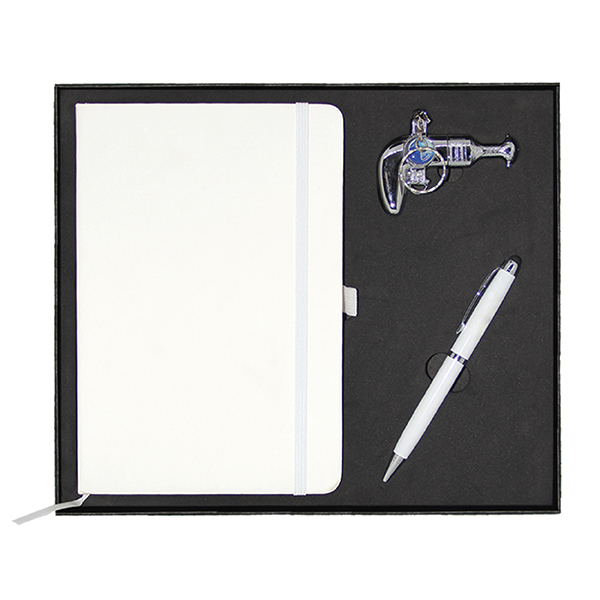 a5 notebook business card holder metal and usb gift set GS 31 31 1 A5 Size PU Notebook White, Metal Ball Pen with Stylus & Omani Khanjar USB Drive