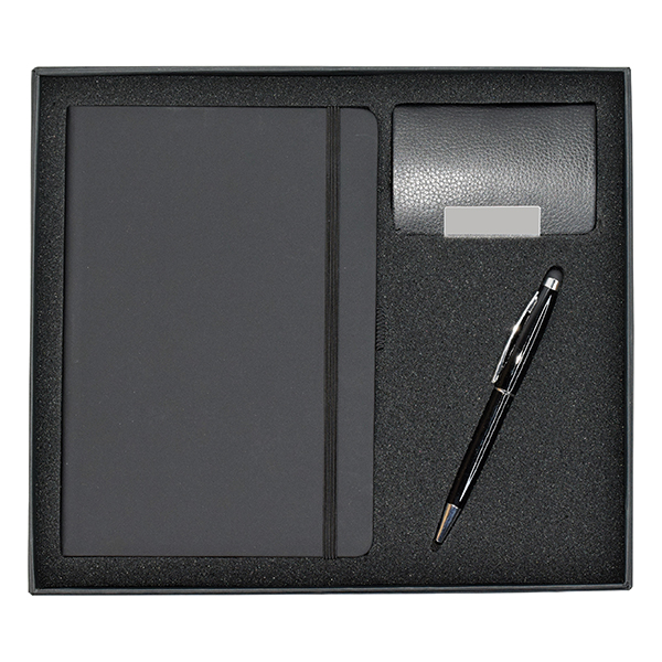 a5 notebook business card holder metal pen stylus gift set GS 31 23 1 A5 Notebook, Business Card Holder & Metal Pen with Stylus Gift Set