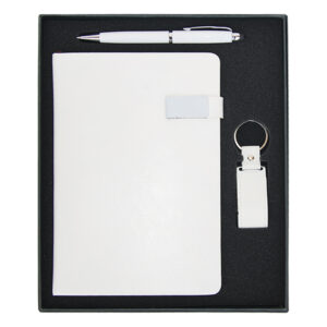 A5 Notebook, Leather & Metal USB Flash Drive & Metal Pen with Stylus Gift Set