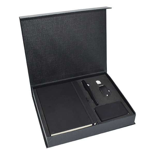 a5 notebook metal pen leather power bank gift set GS 41 13 2 A5 Notebook, Metal Pen, Leather USB Flash Drive & Mini Light-Up Logo Power Bank Gift Set - Image 2