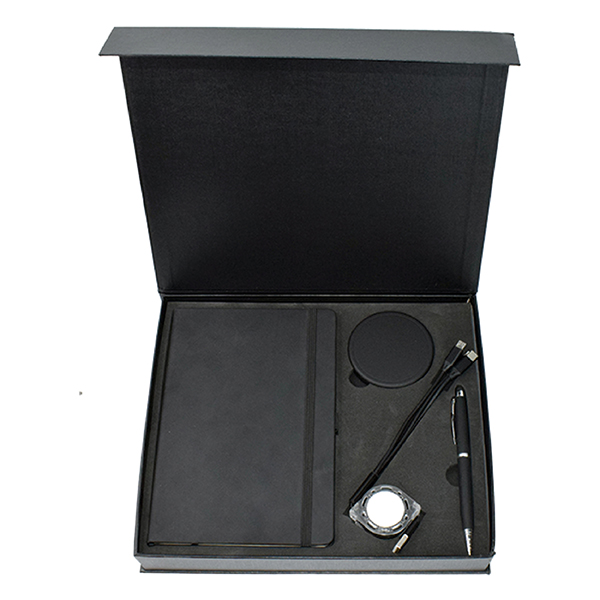 a5 notebook metal pen stylus flexible gift set GS 41 23 1 A5 Notebook, Metal Pen Stylus, Flexible 3-in-1 Charging Cable & Fast Wireless Charger Gift Set