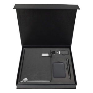 A5 PU Notebook , Leather & Metal USB Flash Drive, Metal Pen with Stylus & Powerbank Gift Set