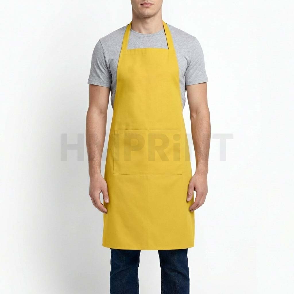 apfl 11 yellow bib apron with large front pocket Yellow Bib Apron with Large Front Pocket