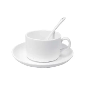 AVERO – Ceramic Tea Cup Set with Saucer & Spoon (120ml / 4oz)