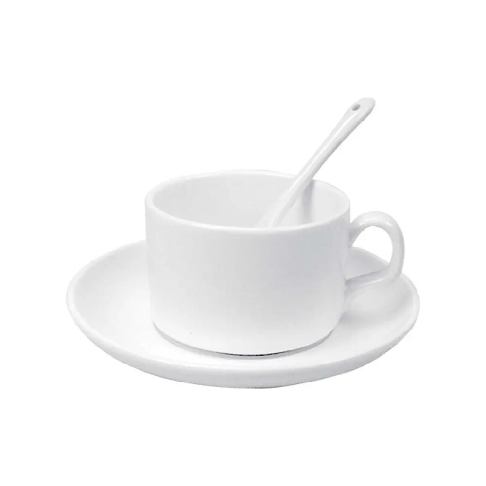 avero ceramic tea cup set with saucer spoon elegant sublimation gift white 1 AVERO - Ceramic Tea Cup Set with Saucer & Spoon (120ml / 4oz)