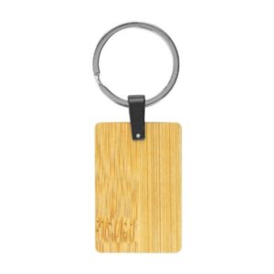 Bamboo and Metal Keychain Rectangle 32mm