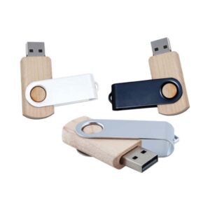 Bamboo and Metal Swivel USB Flash Drives