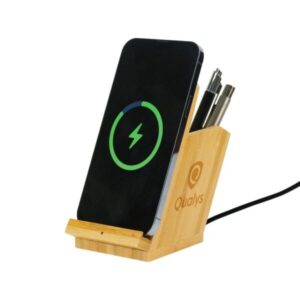 Bamboo Pen Holder with 15W Fast Wireless Charger