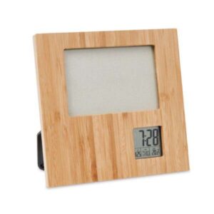 Bamboo Photo Frame with Clock – Multifunctional LCD Display