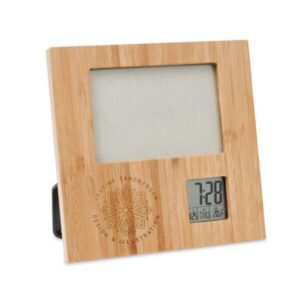 Bamboo Photo Frame with Clock – Multifunctional LCD Display