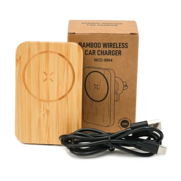 bamboo wireless car charger 15w fast charging and type c TG WC 50 Bamboo Wireless Car Charger 15W Fast Charging & Type C - Image 4