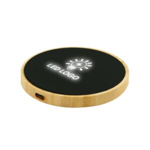 Bamboo Wireless Charger 15W Fast Charging with LED Logo