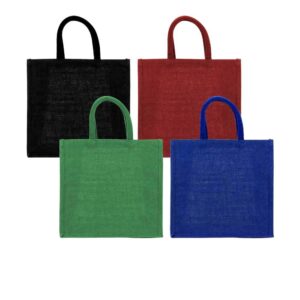 Square Jute Bag with Cotton Handles