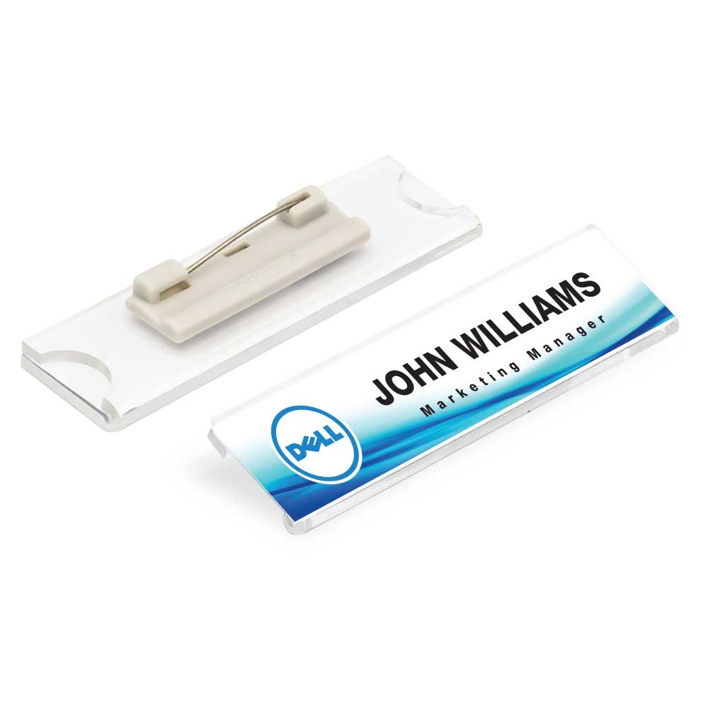 bl nb 27 reusable acrylic name badge slim main Reusable Acrylic Name Badge 75 x 20 mm