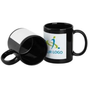 Black Ceramic Mugs with Printable Area