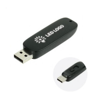 Black Light-Up USB Flash Drive with Slide Button