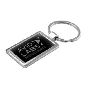 Black Rectangular Metal Keychains