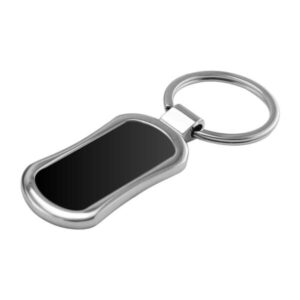 Black Rectangular Oval Metal Keychain