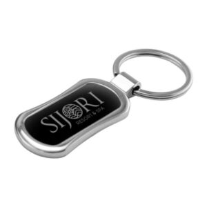 Black Rectangular Oval Metal Keychain