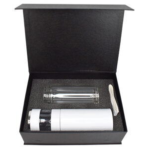 Ceramic Mug with Cork Bottom, Slim LED USB Flash Drive, Stylus Pen & Notebook Gift Set