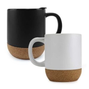 Ceramic Mugs with Lid and Cork Base 385 ml