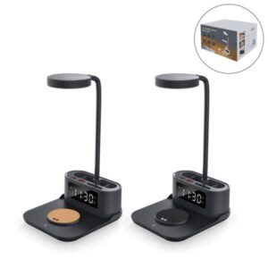 Desk Lamp with 15W Wireless Charger, Clock and Pen Holder